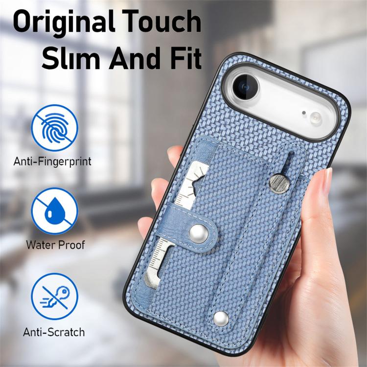 For iPhone Air Wristband Kickstand Card Wallet Back Phone Case with Tool Knife