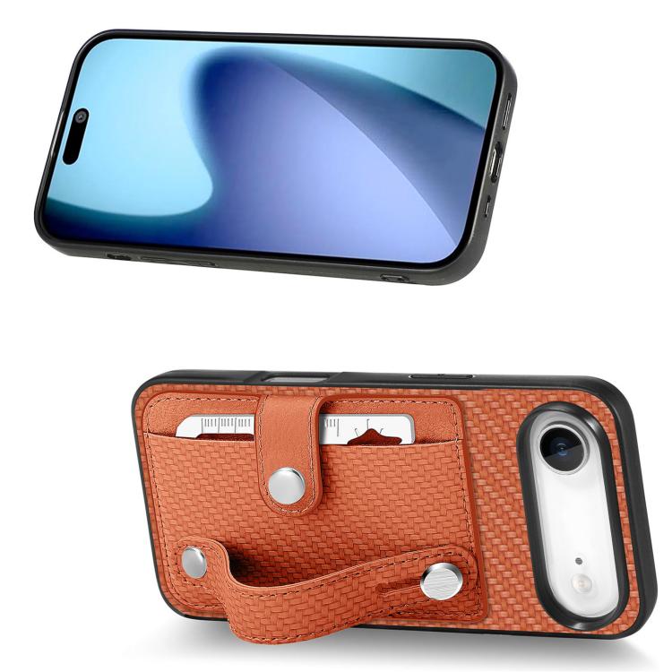 For iPhone Air Wristband Kickstand Card Wallet Back Phone Case with Tool Knife