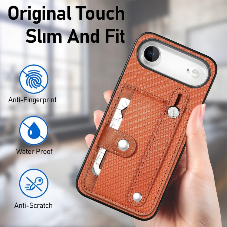 For iPhone Air Wristband Kickstand Card Wallet Back Phone Case with Tool Knife