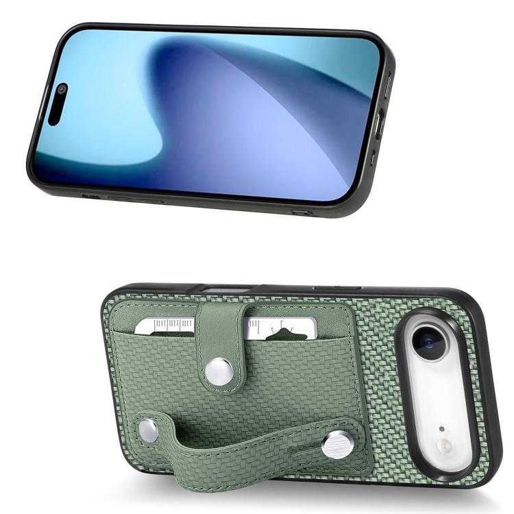 For iPhone Air Wristband Kickstand Card Wallet Back Phone Case with Tool Knife