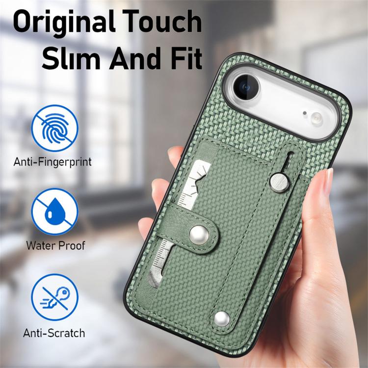 For iPhone Air Wristband Kickstand Card Wallet Back Phone Case with Tool Knife