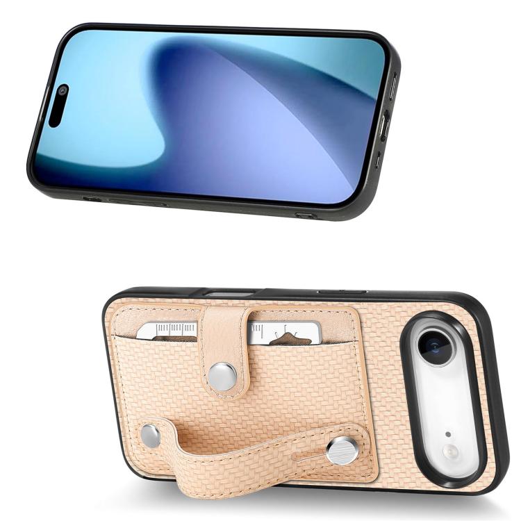 For iPhone Air Wristband Kickstand Card Wallet Back Phone Case with Tool Knife
