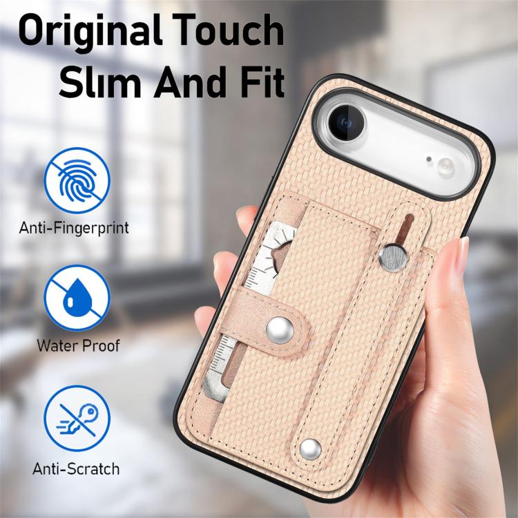 For iPhone Air Wristband Kickstand Card Wallet Back Phone Case with Tool Knife