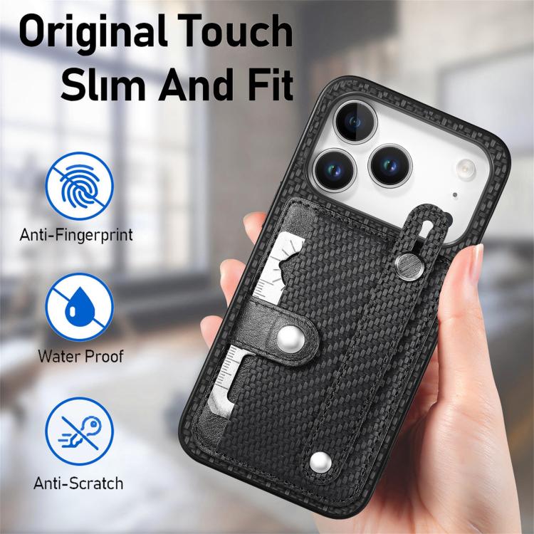 For iPhone 17 Pro Wristband Kickstand Card Wallet Back Phone Case with Tool Knife