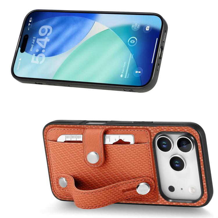 For iPhone 17 Pro Wristband Kickstand Card Wallet Back Phone Case with Tool Knife