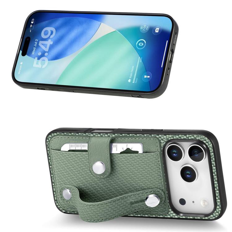 For iPhone 17 Pro Wristband Kickstand Card Wallet Back Phone Case with Tool Knife