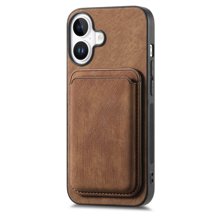 For iPhone 16 Plus Retro Leather Card Bag Magnetic Phone Case