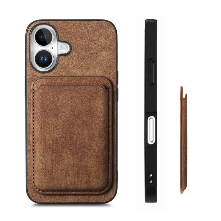 For iPhone 16 Plus Retro Leather Card Bag Magnetic Phone Case