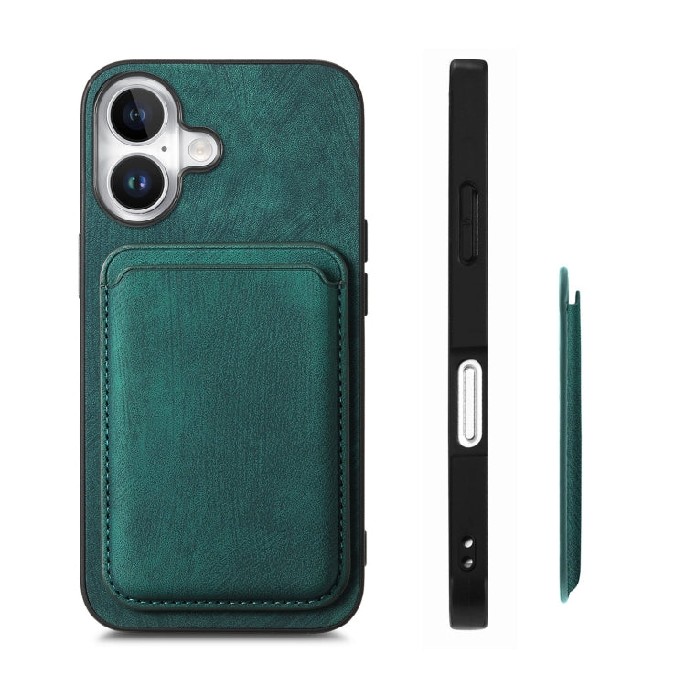For iPhone 16 Plus Retro Leather Card Bag Magnetic Phone Case