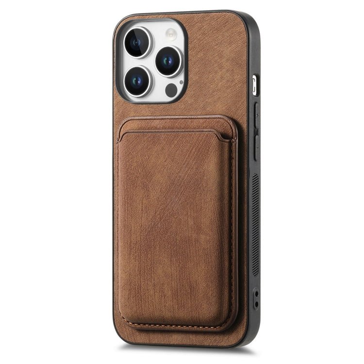 For iPhone 16 Pro Retro Leather Card Bag Magnetic Phone Case