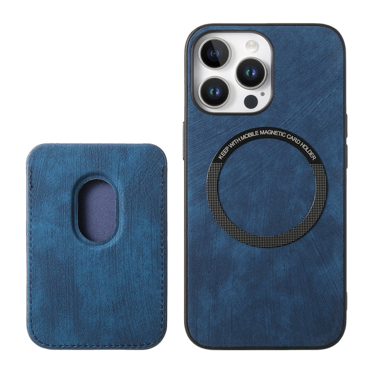 For iPhone 16 Pro Retro Leather Card Bag Magnetic Phone Case