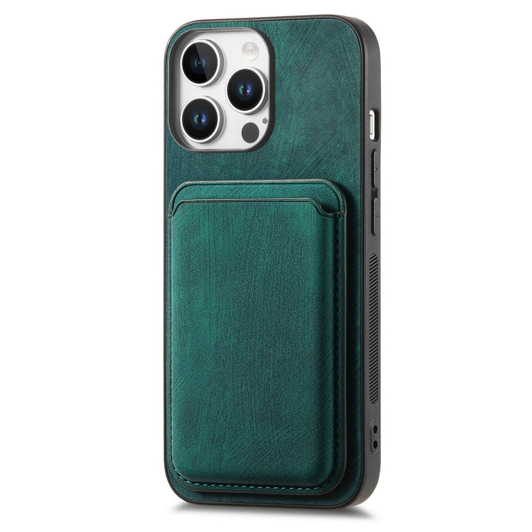 For iPhone 16 Pro Retro Leather Card Bag Magnetic Phone Case
