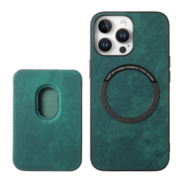 For iPhone 16 Pro Retro Leather Card Bag Magnetic Phone Case