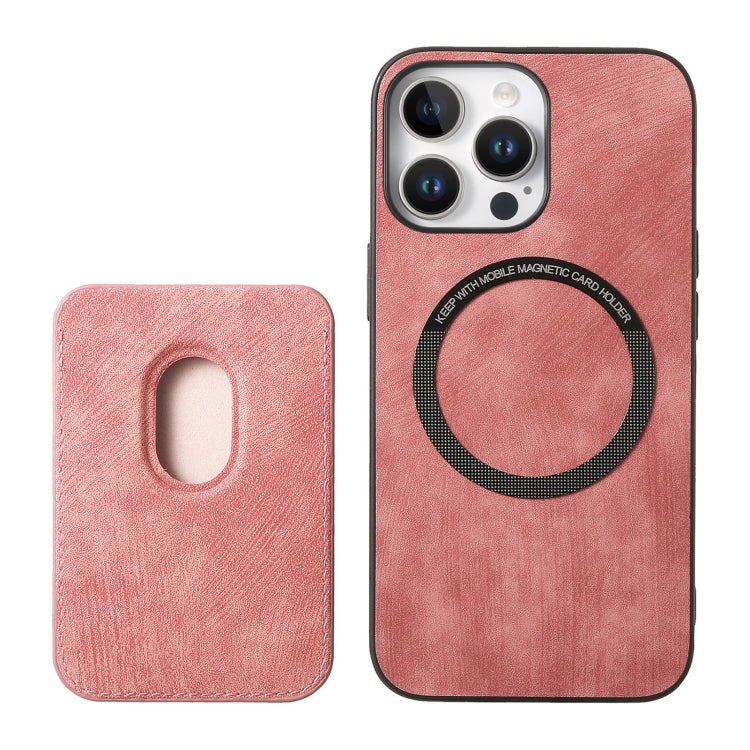 For iPhone 16 Pro Retro Leather Card Bag Magnetic Phone Case