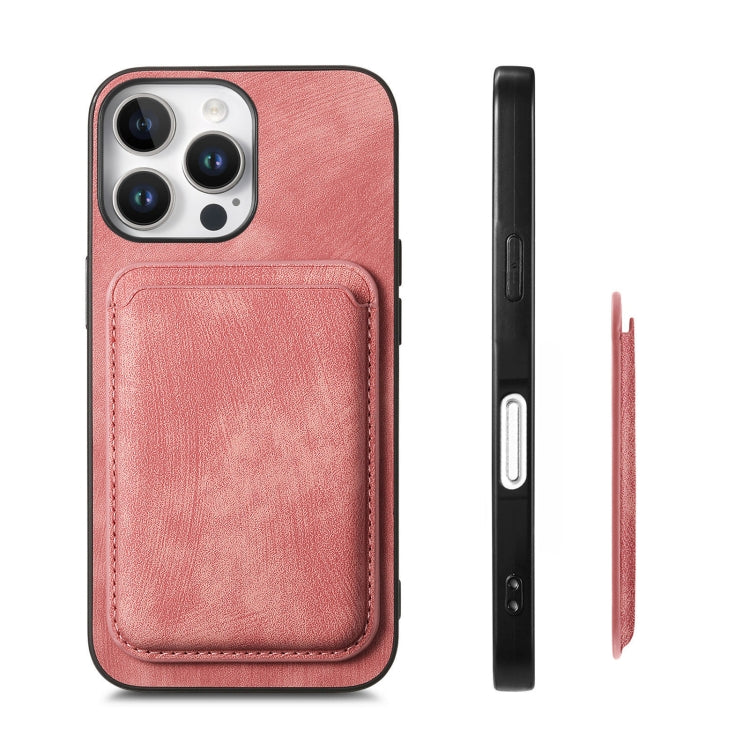 For iPhone 16 Pro Retro Leather Card Bag Magnetic Phone Case