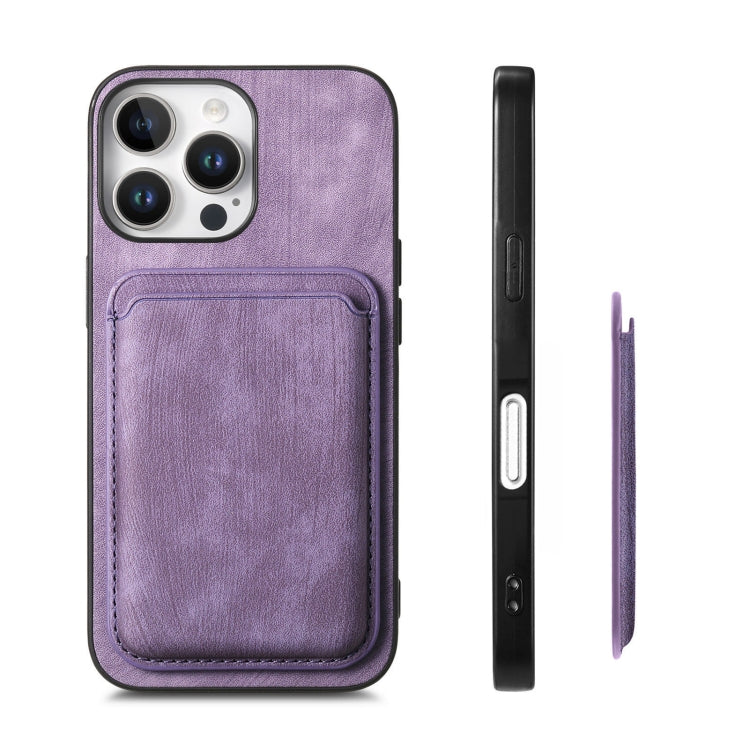 For iPhone 16 Pro Retro Leather Card Bag Magnetic Phone Case