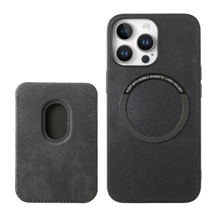 For iPhone 16 Pro Retro Leather Card Bag Magnetic Phone Case
