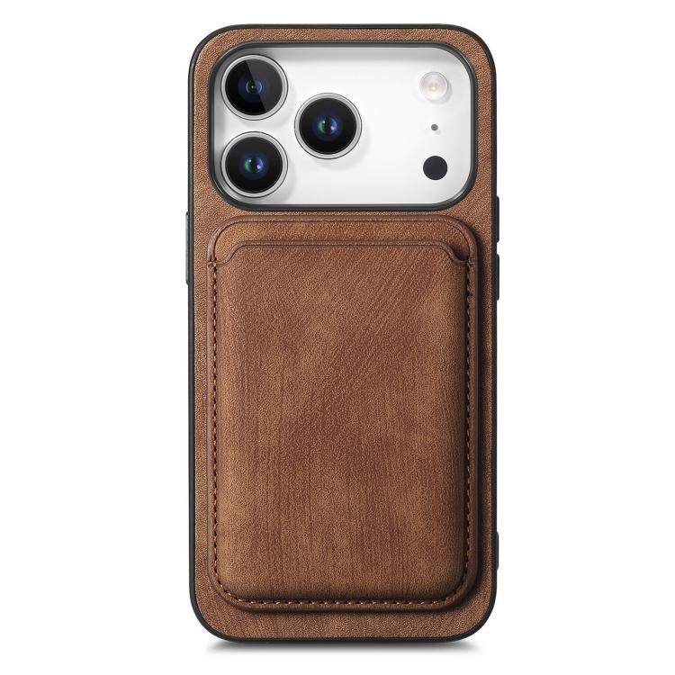 For iPhone 17 Pro Retro Leather Card Bag Magnetic Phone Case