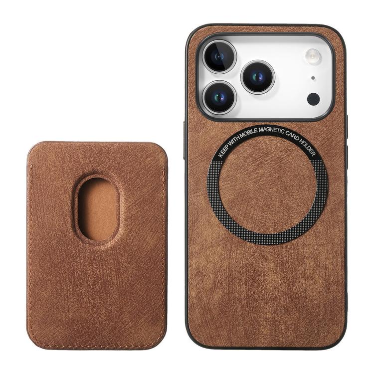 For iPhone 17 Pro Retro Leather Card Bag Magnetic Phone Case