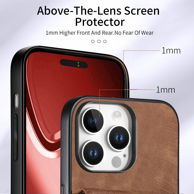 For iPhone 16 Pro Retro Card Wallet Fold Leather Phone Case with Strap