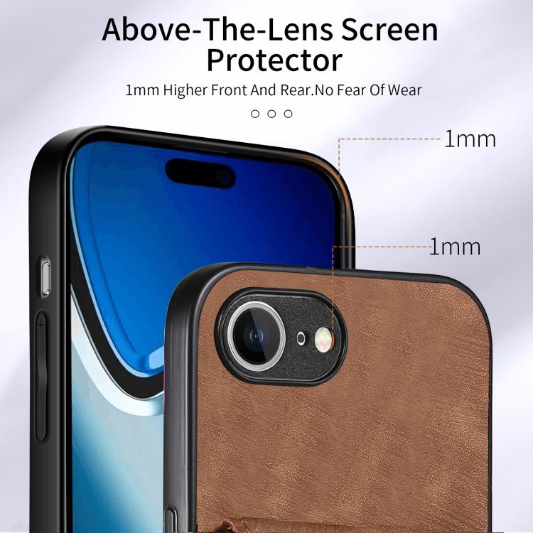 For iPhone 17e / 16e Retro Card Wallet Fold Leather Phone Case with Strap