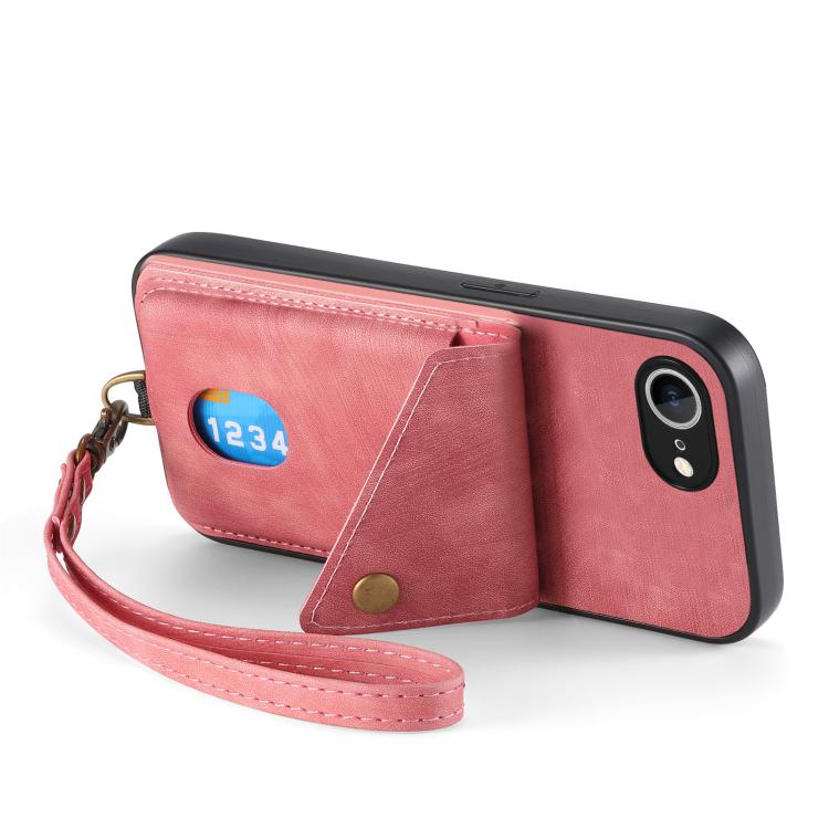 For iPhone 17e / 16e Retro Card Wallet Fold Leather Phone Case with Strap