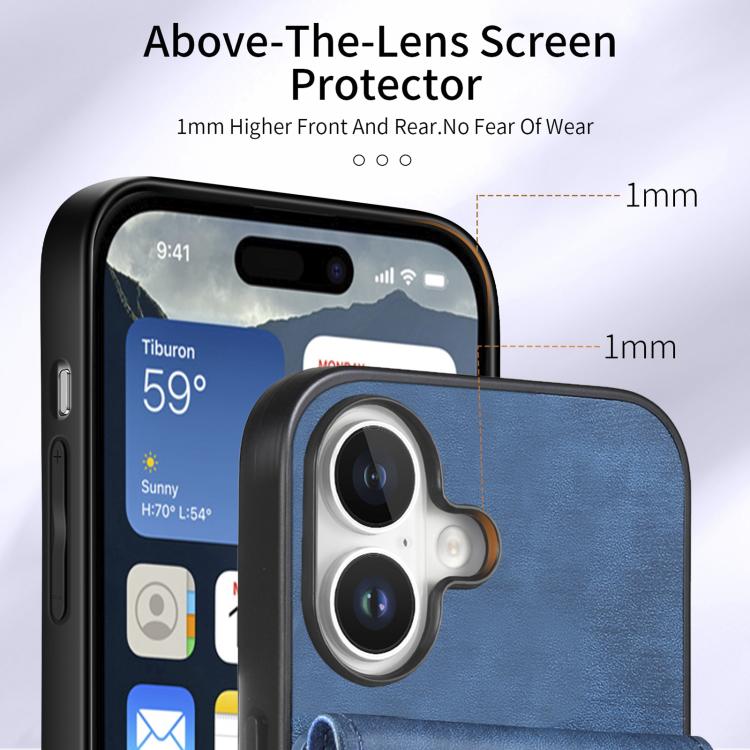 For iPhone 17 Retro Card Wallet Fold Leather Phone Case with Strap