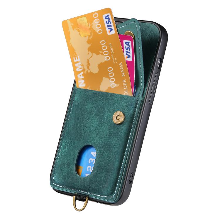 For iPhone 17 Retro Card Wallet Fold Leather Phone Case with Strap