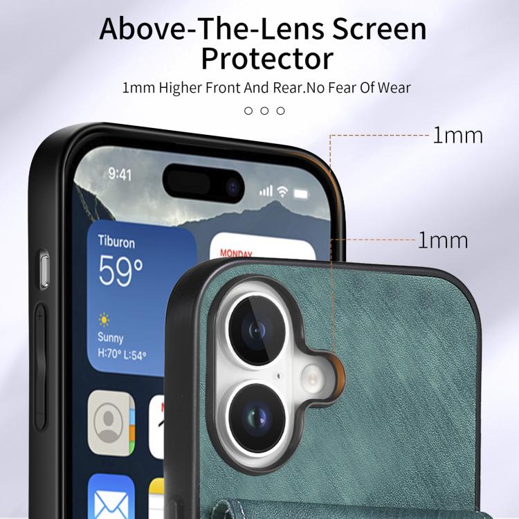 For iPhone 17 Retro Card Wallet Fold Leather Phone Case with Strap