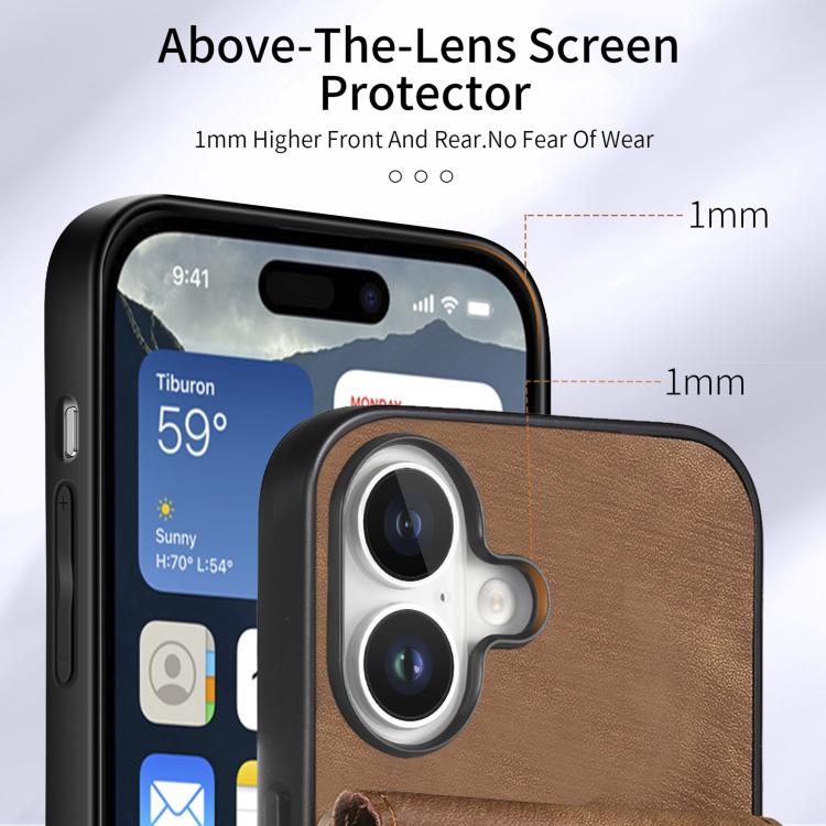 For iPhone 17 Retro Card Wallet Fold Leather Phone Case with Strap