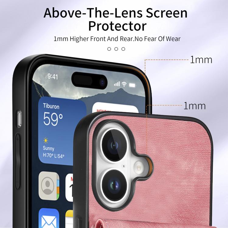 For iPhone 17 Retro Card Wallet Fold Leather Phone Case with Strap