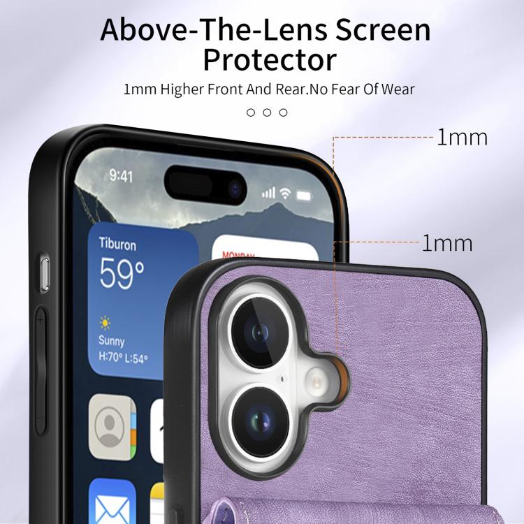 For iPhone 17 Retro Card Wallet Fold Leather Phone Case with Strap