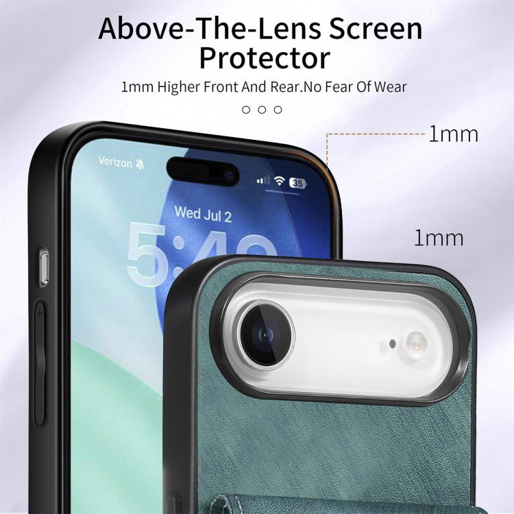 For iPhone Air Retro Card Wallet Fold Leather Phone Case with Strap