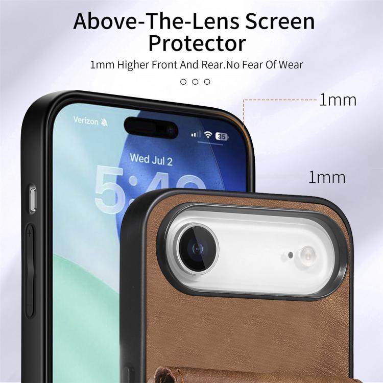 For iPhone Air Retro Card Wallet Fold Leather Phone Case with Strap