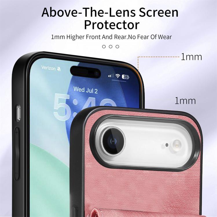 For iPhone Air Retro Card Wallet Fold Leather Phone Case with Strap