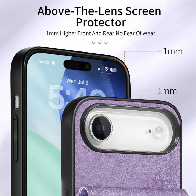 For iPhone Air Retro Card Wallet Fold Leather Phone Case with Strap