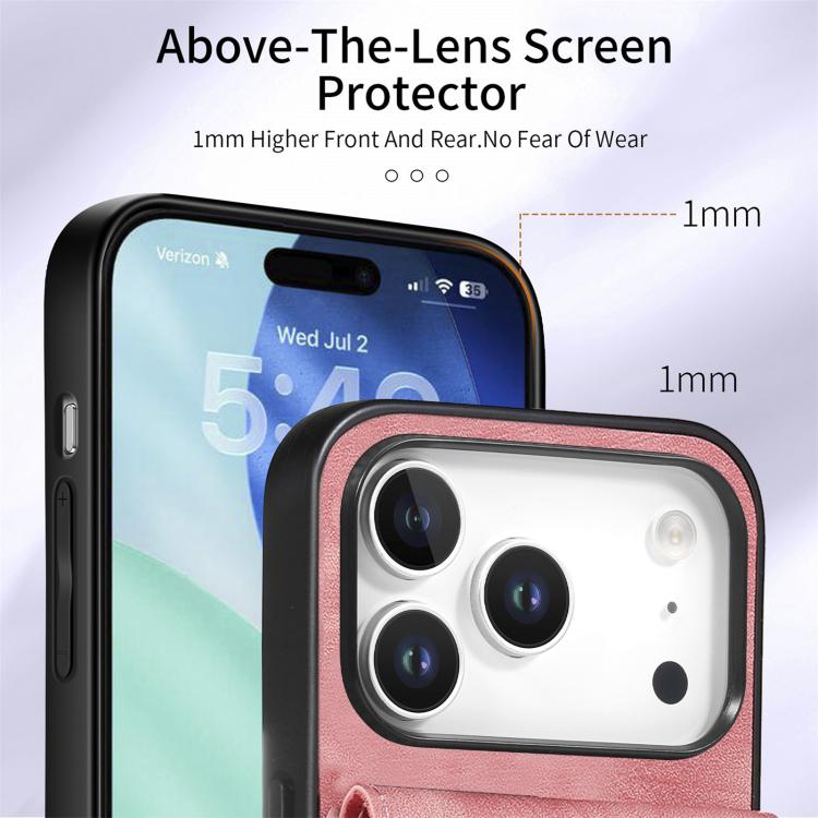 For iPhone 17 Pro Retro Card Wallet Fold Leather Phone Case with Strap