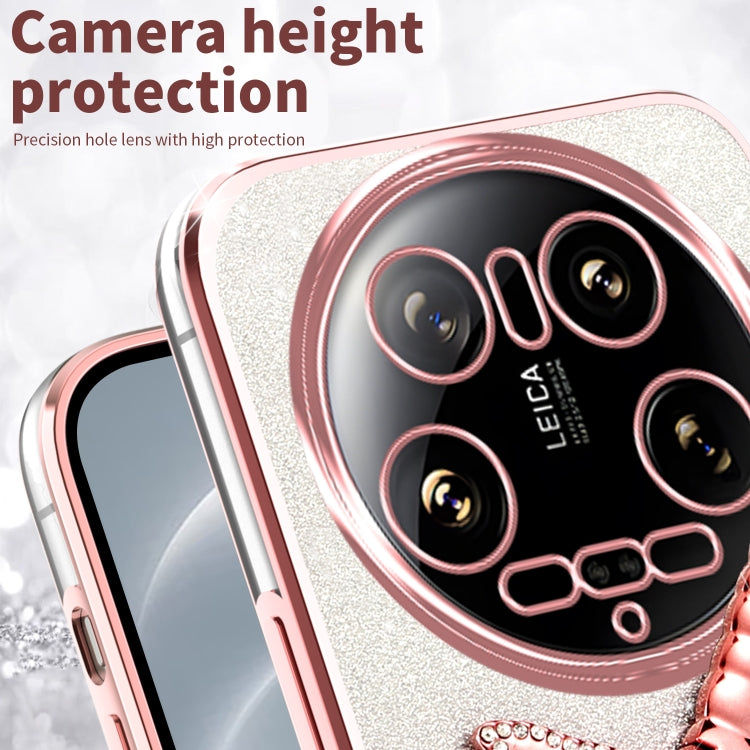 For Xiaomi 14 Ultra Gradient Glitter Immortal 3D Dragonfly Holder Plated Phone Case