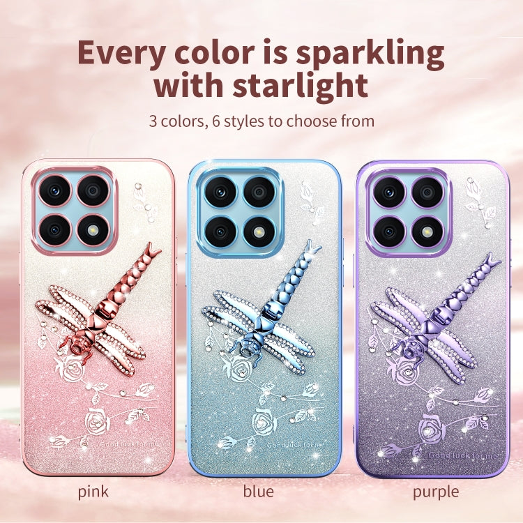 For Xiaomi 14 Pro Gradient Glitter Immortal 3D Dragonfly Holder Plated Phone Case