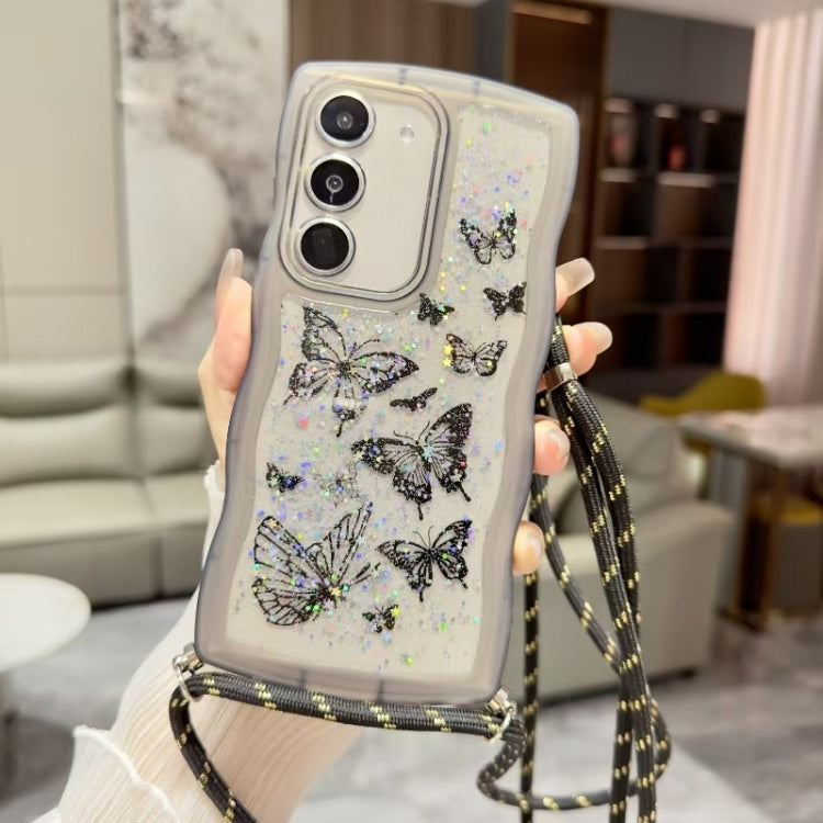 For Samsung Galaxy S23+ 5G Crossbody Wave Edge Butterfly TPU Phone Case