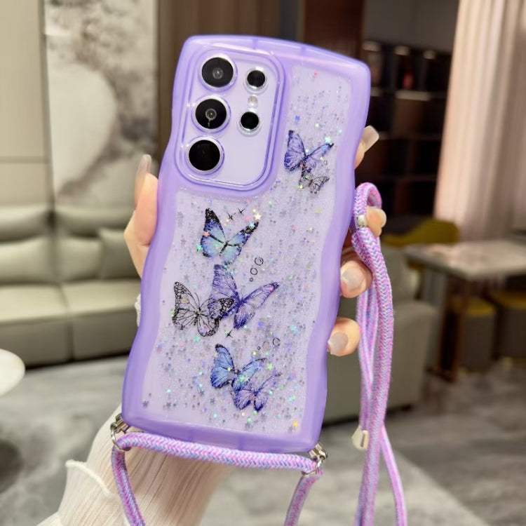 For Samsung Galaxy S23 Ultra 5G Crossbody Wave Edge Butterfly TPU Phone Case
