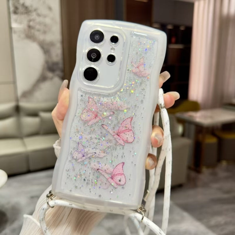 For Samsung Galaxy S24 Ultra 5G Crossbody Wave Edge Butterfly TPU Phone Case