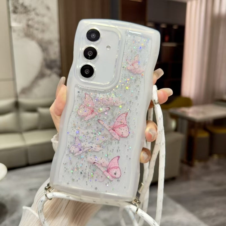 For Samsung Galaxy A35 5G Crossbody Wave Edge Butterfly TPU Phone Case