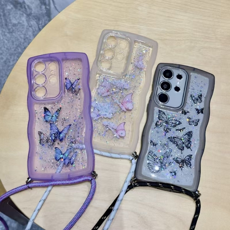 For Samsung Galaxy S24 Ultra 5G Crossbody Wave Edge Butterfly TPU Phone Case