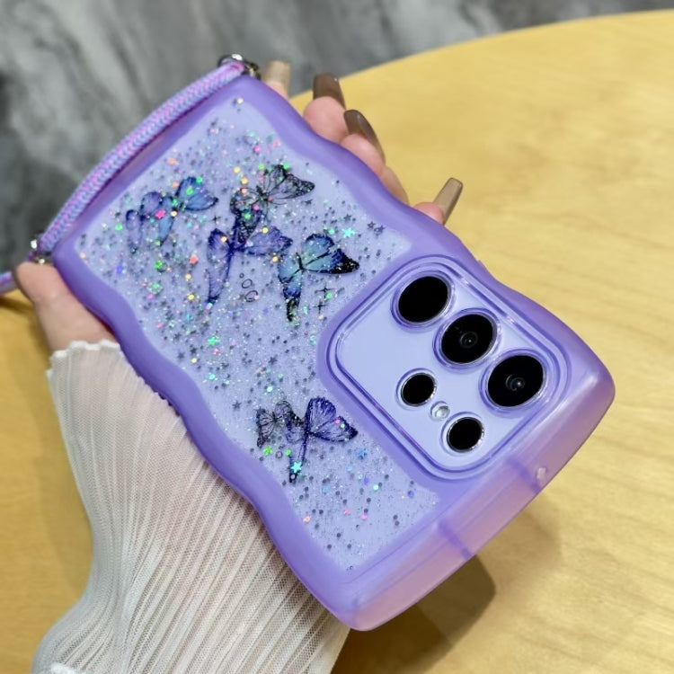 For Samsung Galaxy A15 Crossbody Wave Edge Butterfly TPU Phone Case