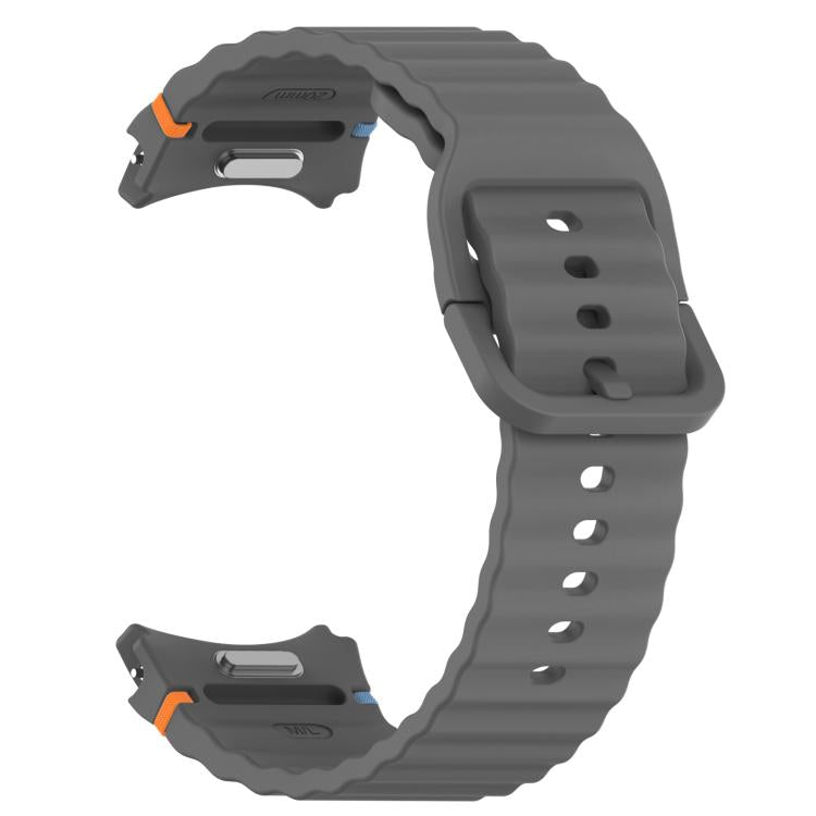 For Samsung Galaxy Watch FE 40mm Wavy Grain Stitched Quick Release Silicone Watch Band