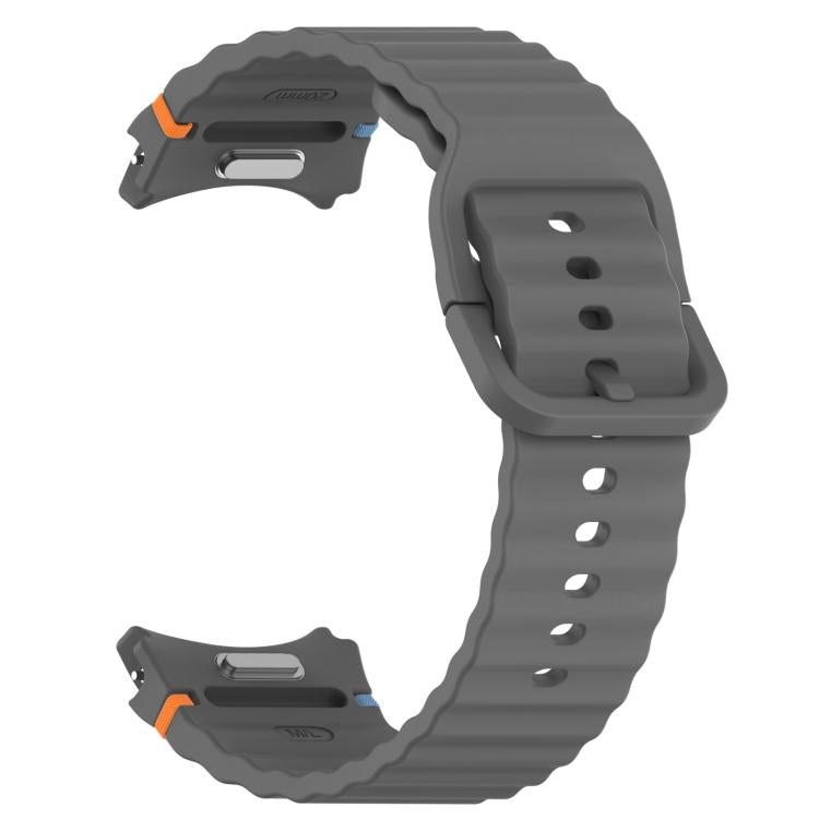 For Samsung Galaxy Watch 6 44mm Wavy Grain Stitched Quick Release Silicone Watch Band