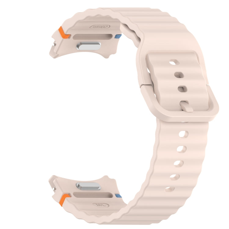 For Samsung Galaxy Watch 5  44mm Wavy Grain Stitched Quick Release Silicone Watch Band