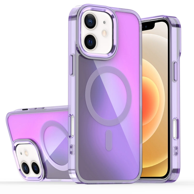 For iPhone 12 Bright Shadow Magsafe Discoloration Phone Case