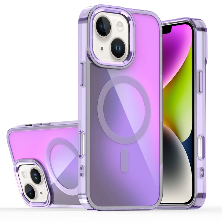 For iPhone 14 Bright Shadow Magsafe Discoloration Phone Case